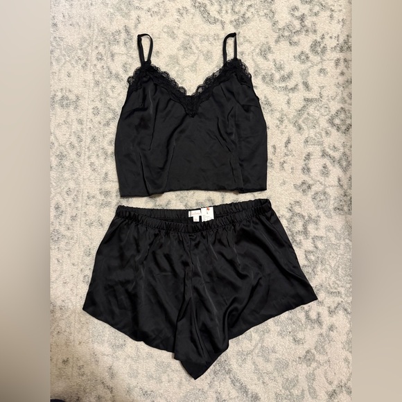Colsie Black Lace Trim Pajama Set - Picture 1 of 3